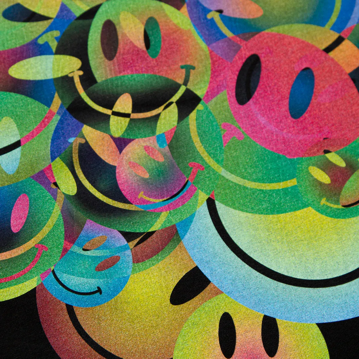 All The Smileys Back Print - Sweatshirt - Black