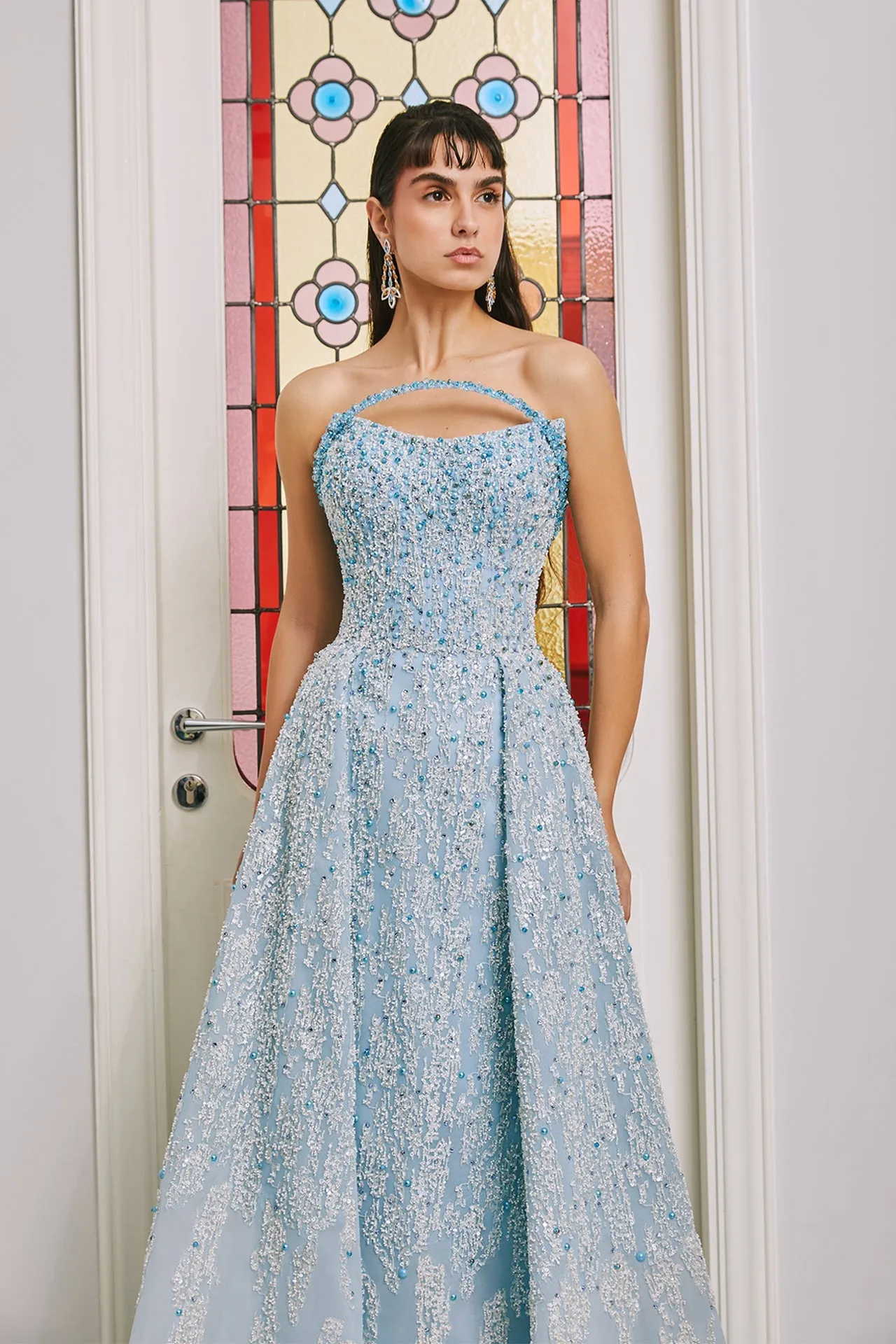 Beaded Strapless A-line Dress