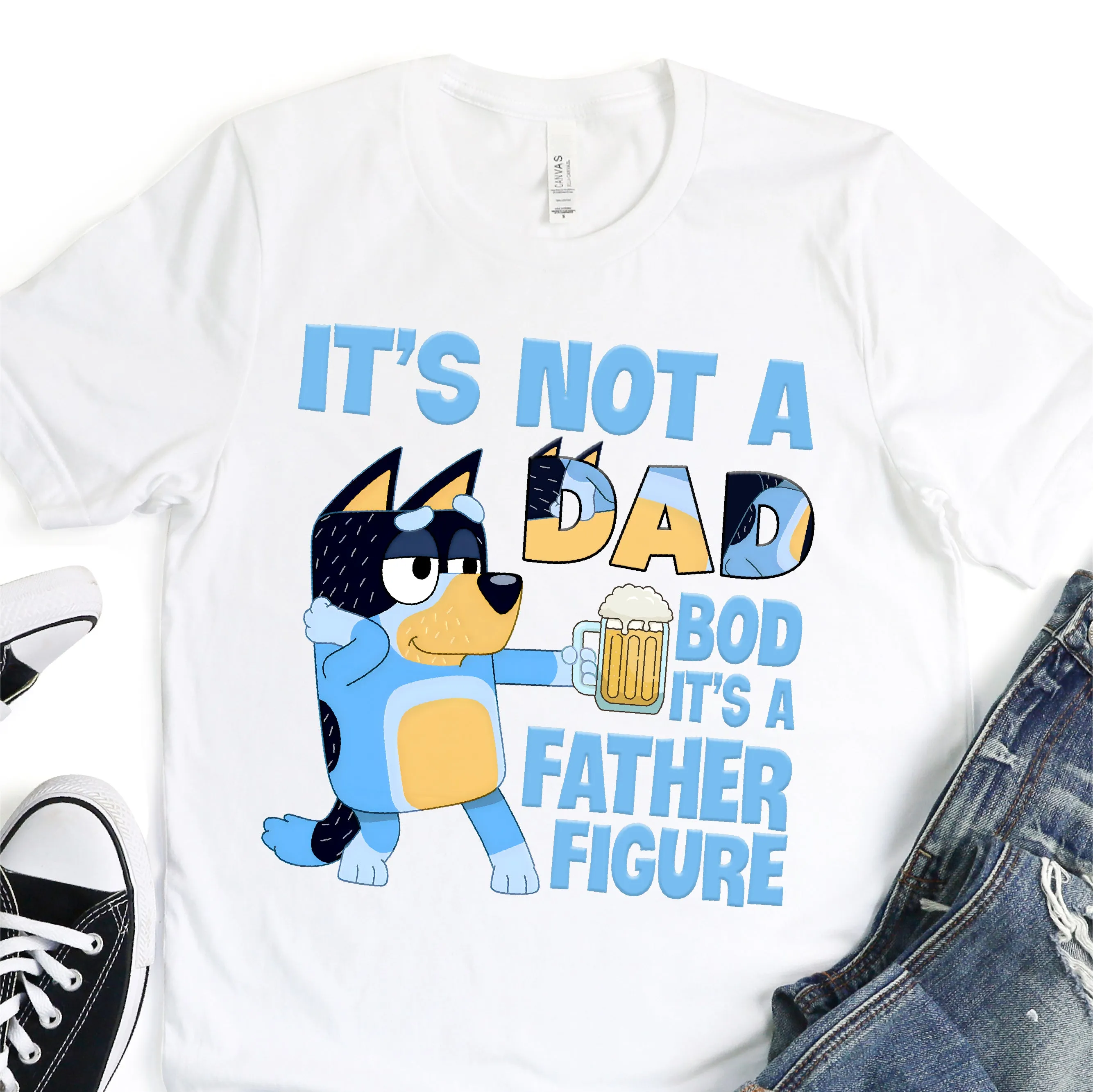 Blue Dog - Its Not A Dad Bod, It's a Father Figure - Father's Day Graphic T-Shirt -  T-shirt T-Shirt For Dad