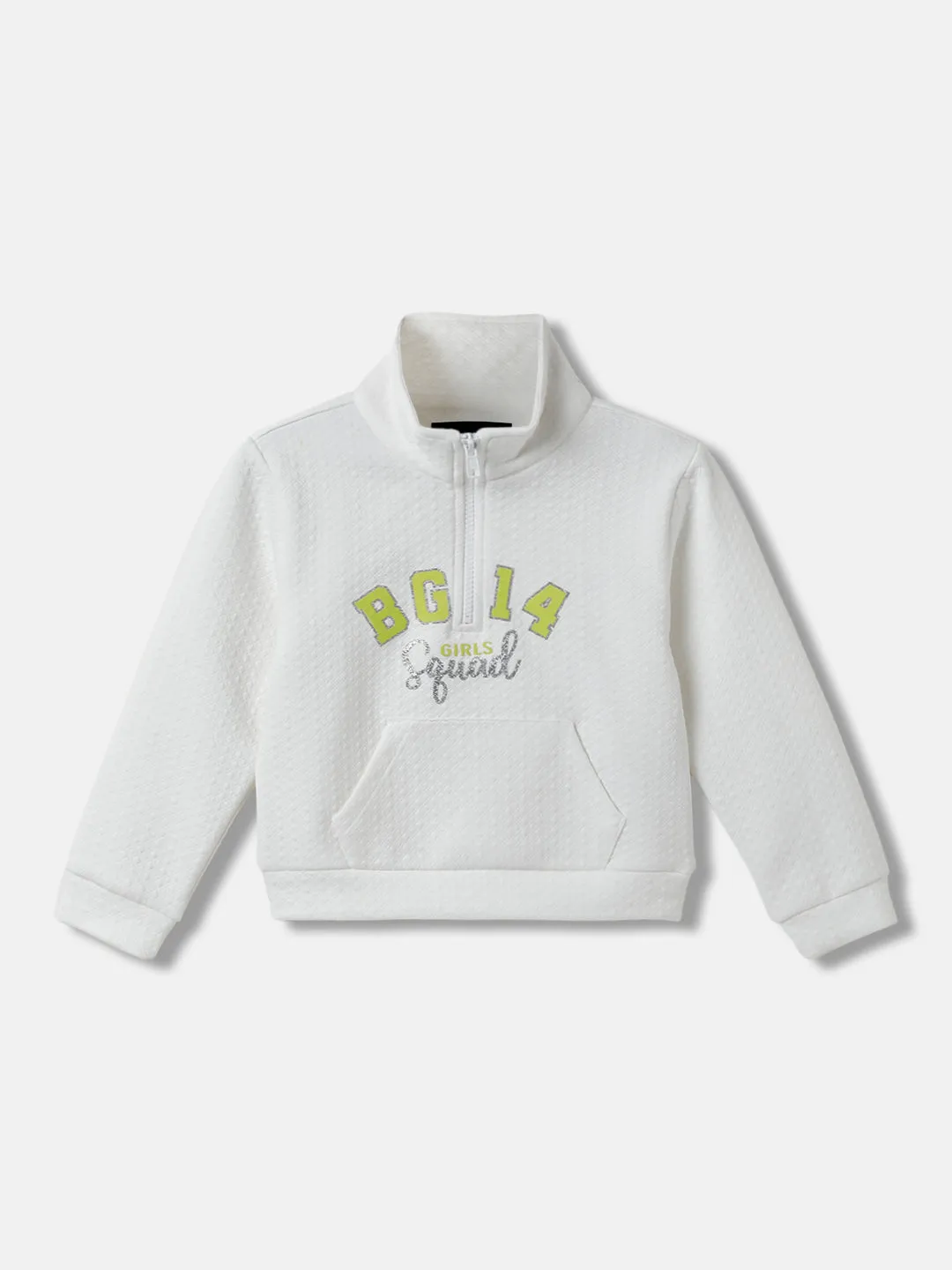 Blue Giraffe Girls Solid High Neck Full Sleeves Sweatshirt