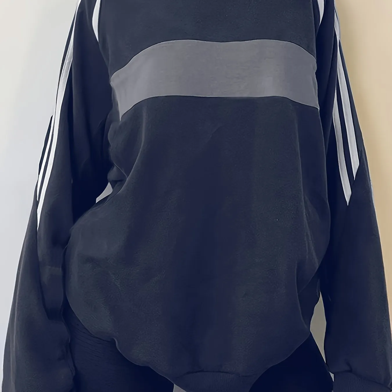 Color Block Crew Neck Sweatshirt, Casual Long Sleeve Oversized Sweatshirt, Women's Clothing