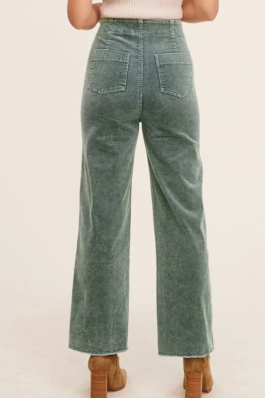 Corduroy Candice Pants for Women High Waist Wide Leg Pants with Pockets