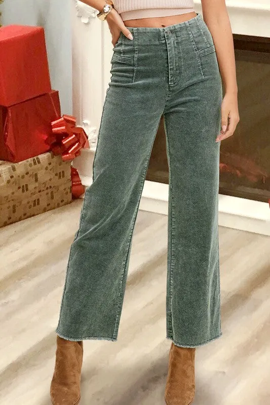 Corduroy Candice Pants for Women High Waist Wide Leg Pants with Pockets