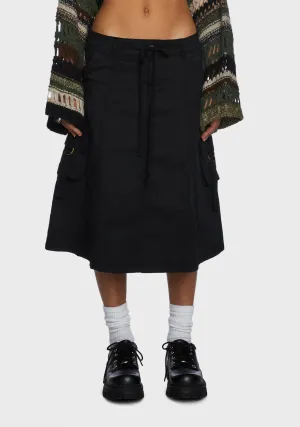Fae Cargo Midi Skirt - Black