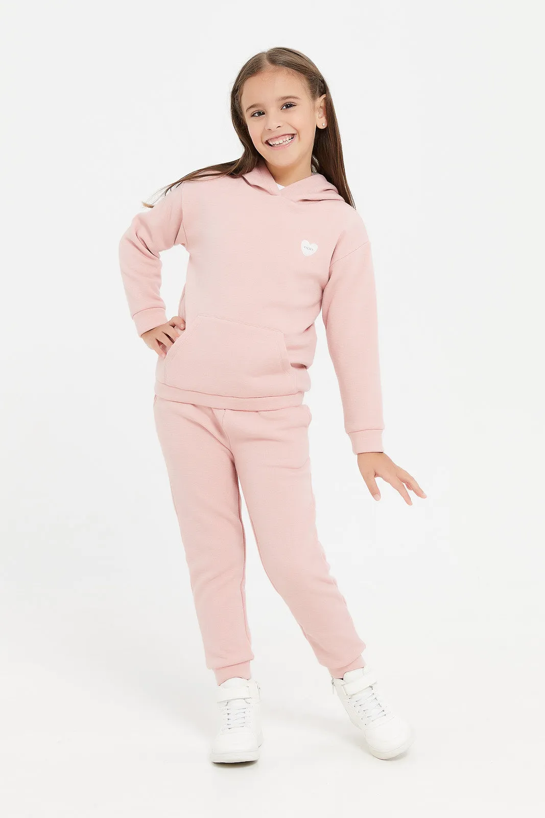 Girls Pink Hooded Sweatshirt