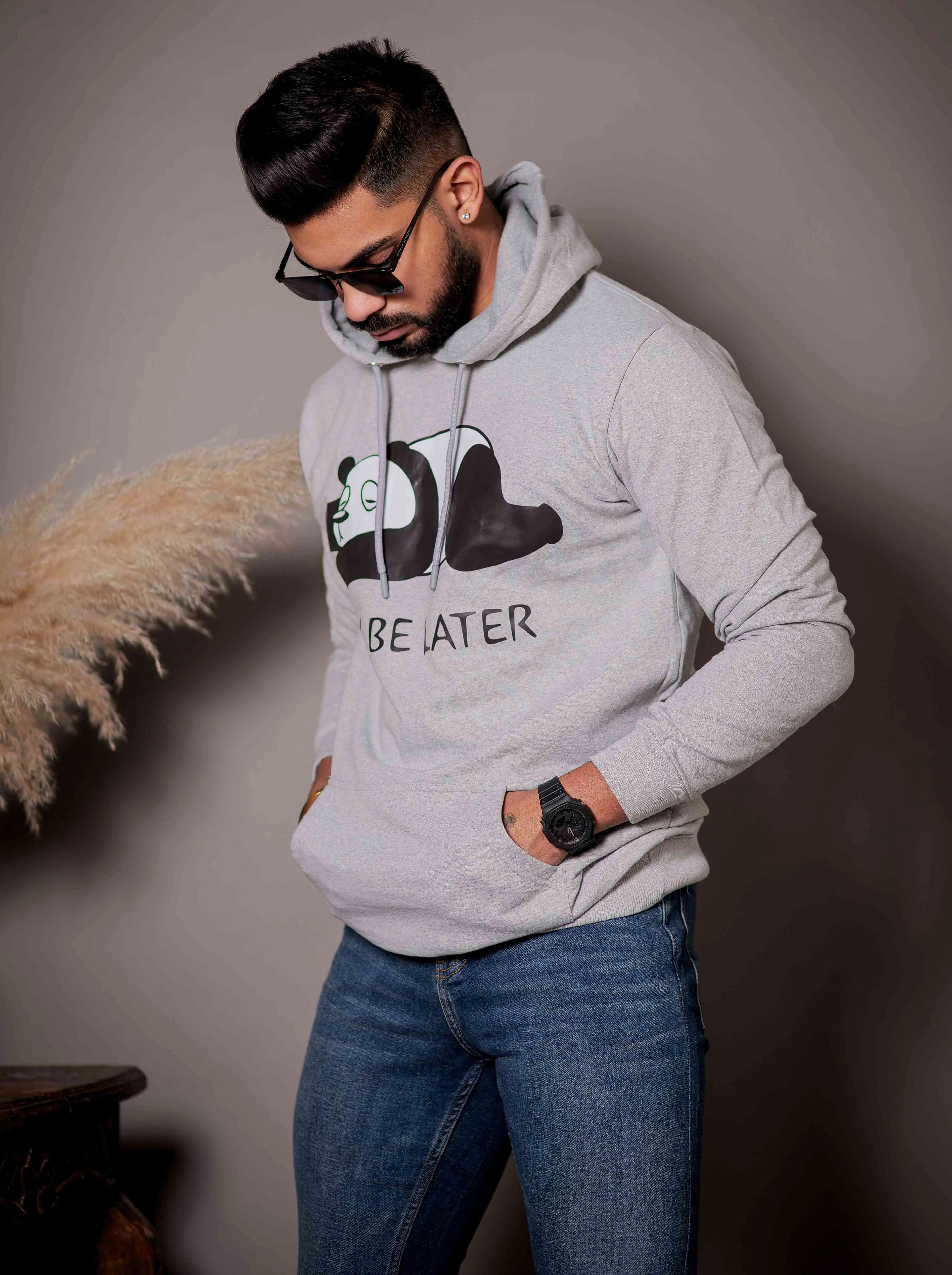 Grey Cotton Full Sleeve Hoodie