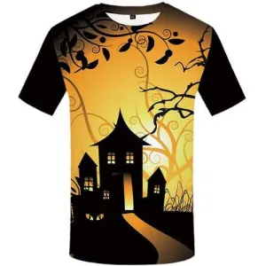 Halloween T-shirt Men Yellow T-shirts 3d Cosplay Tshirts Casual Party T-shirts Graphic Psychedelic Tshirts Cool Short Sleeve