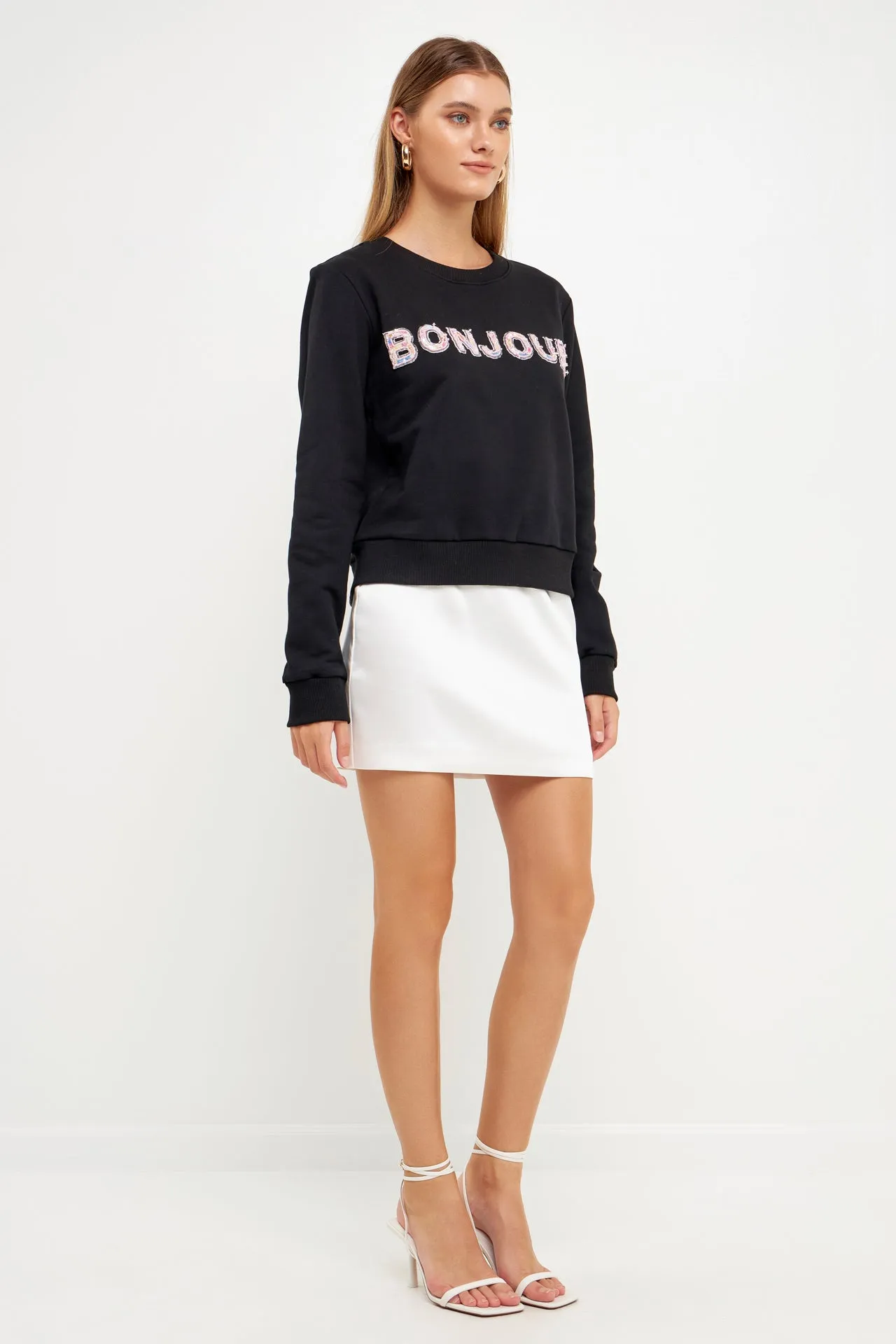 Lettering Beads Sweatshirt