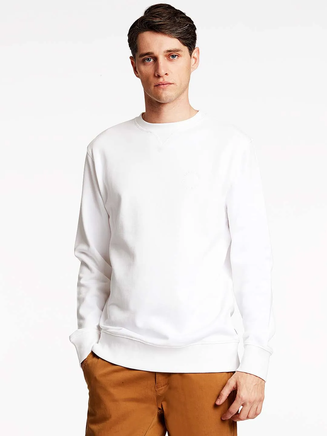 Lindbergh Men Off White Solid Sweatshirt