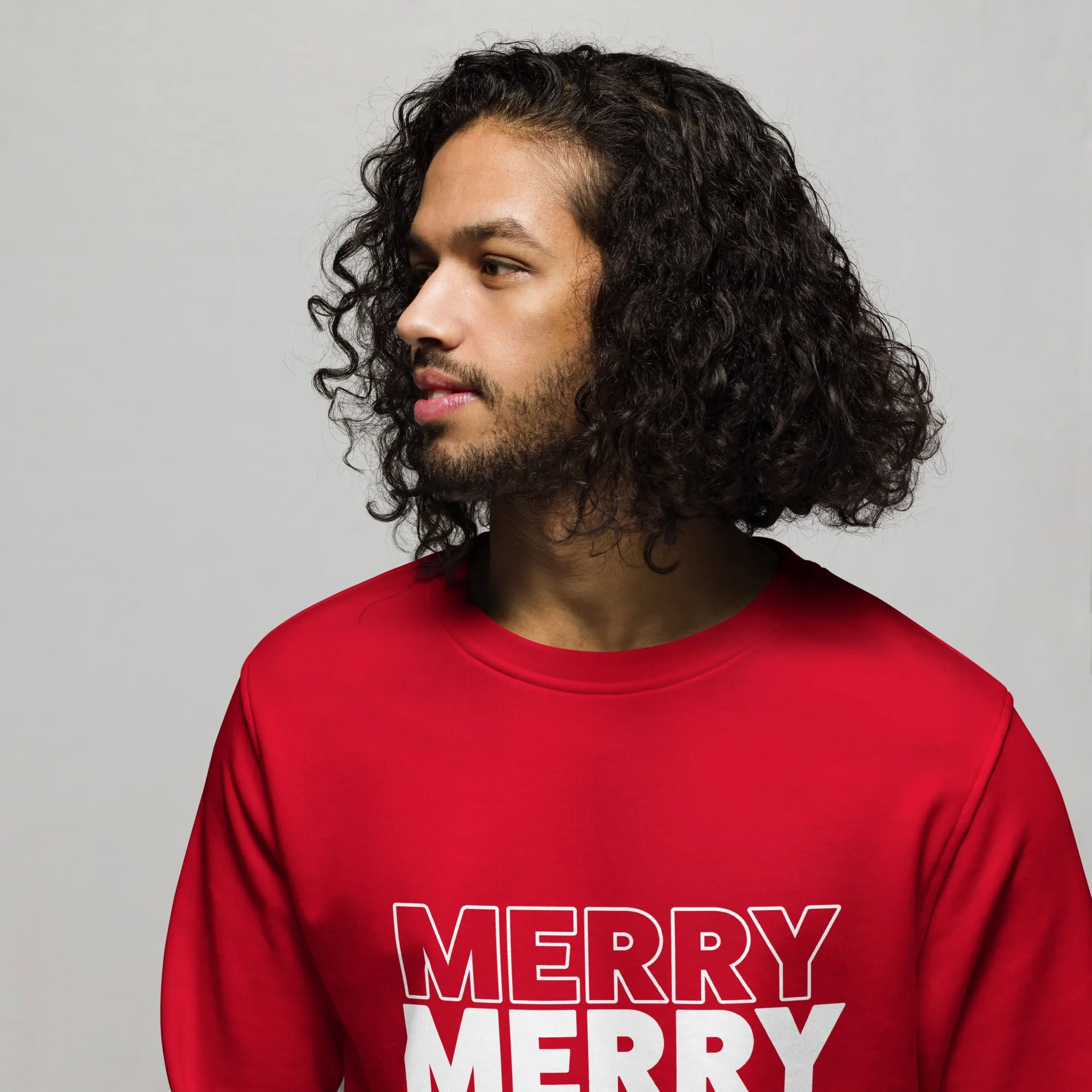Merry Merry Merry Christmas Graphics Men Organic Sweatshirt