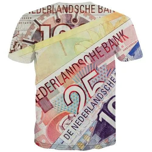 Money T-shirt Men Netherlands T shirts Funny Geometric Tshirt Printed Harajuku Tshirts Cool Colorful Shirt Print Short Sleeve
