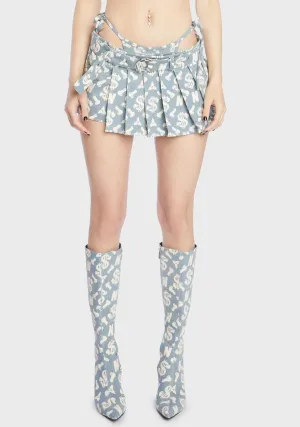 Monogram Denim Mini Thong Skirt