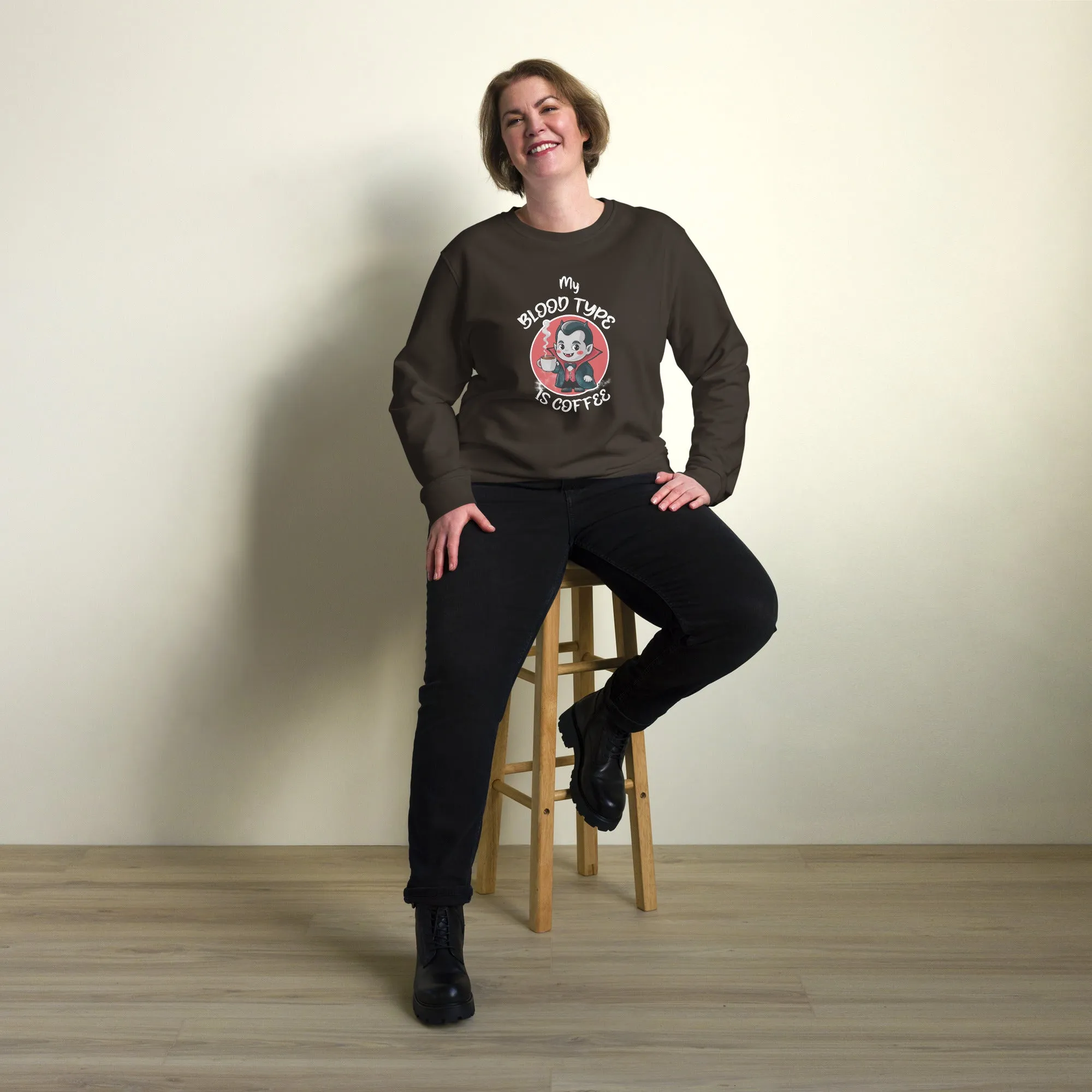 My Blood Type is Coffee Halloween Graphic Women Organic Sweatshirt