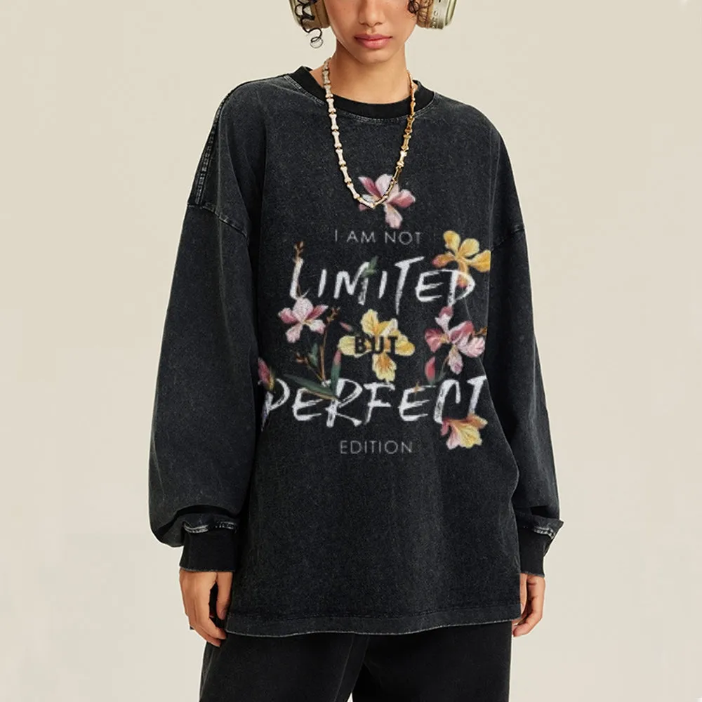 Oversized Vintage Washed Slogan Grahpic Sweatshirt