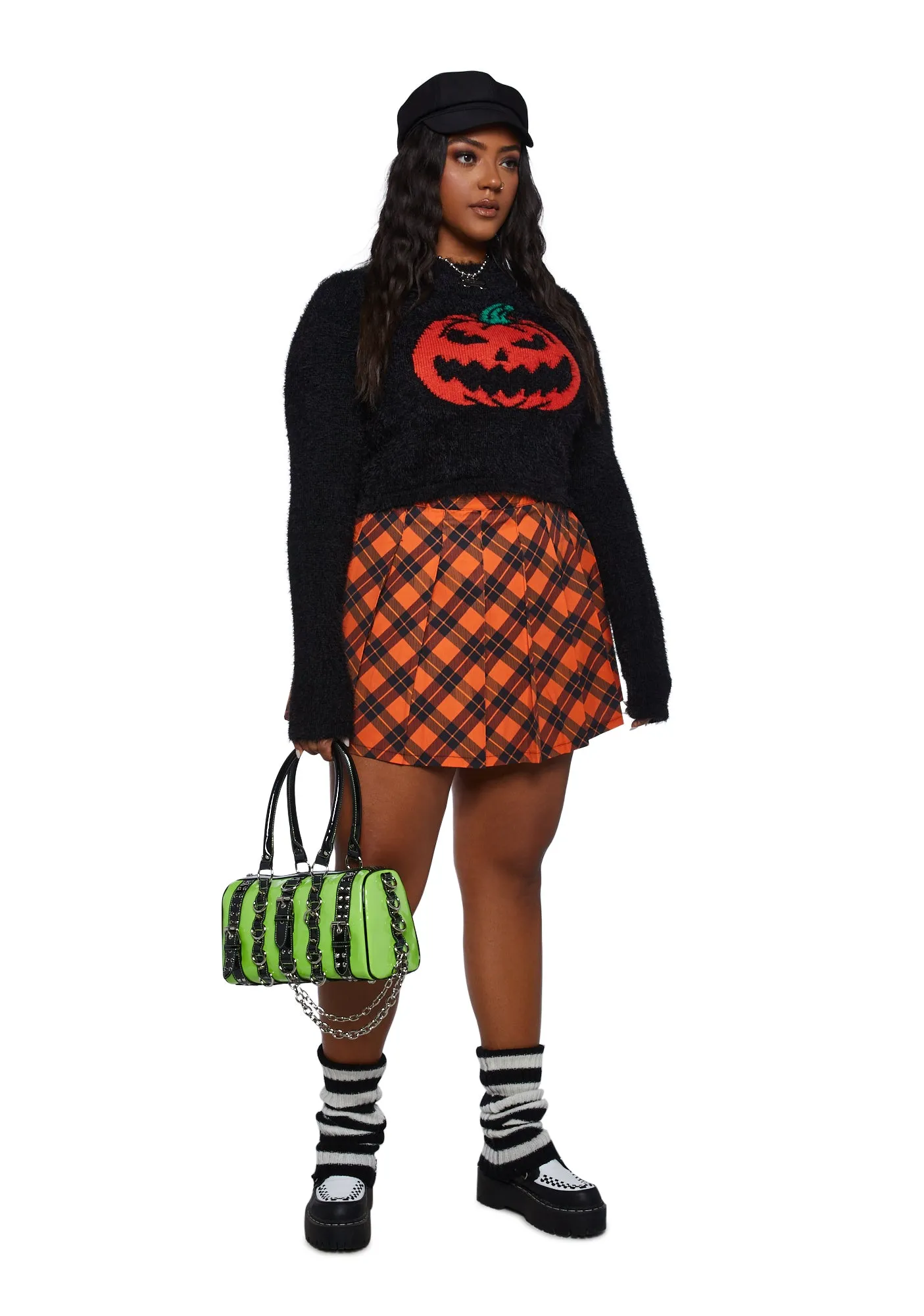 Plus Haunted To Meet U Plaid Mini Skirt