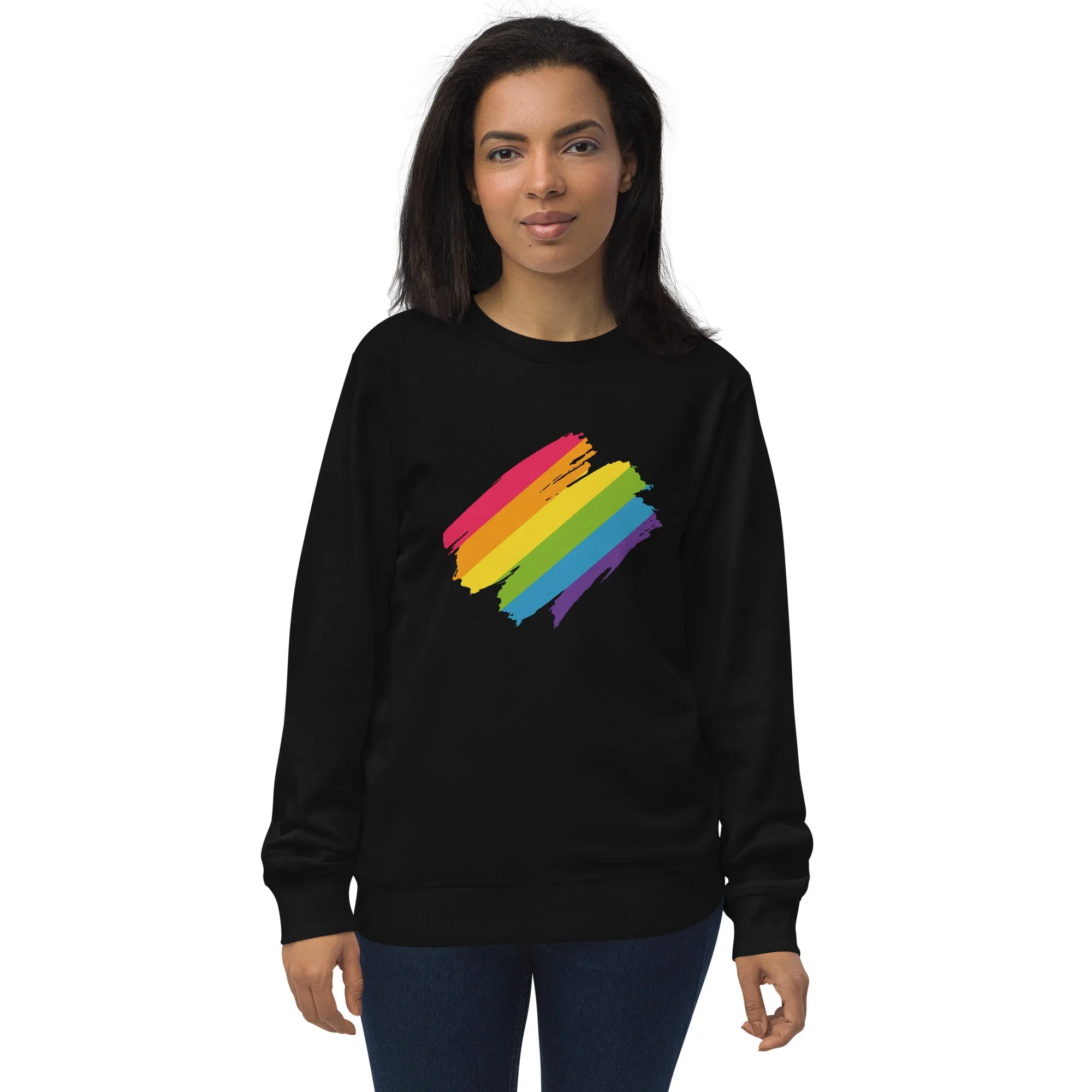 Rainbow Pride Brush Strokes Organic Sweatshirt
