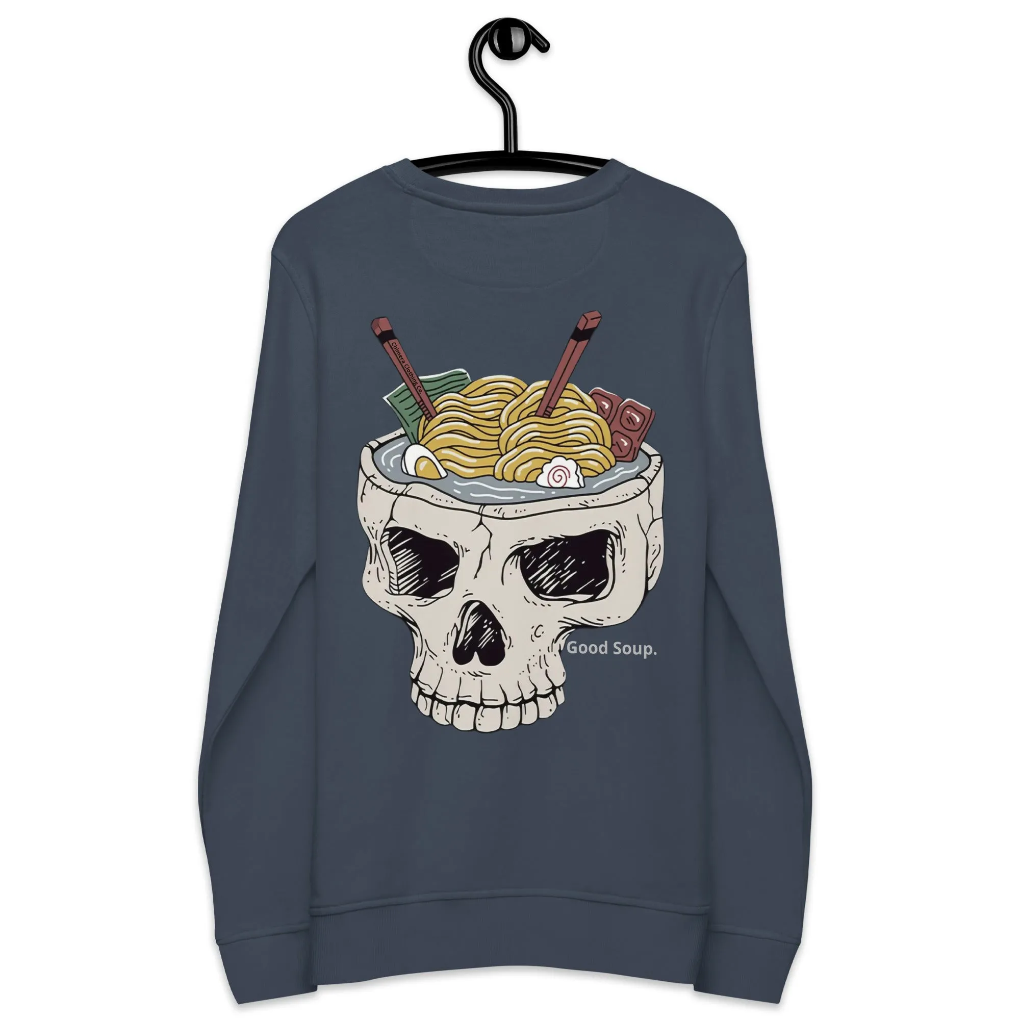 Ramen Noodle Skull Bowl Large Patch Unisex organic long sleeve sweatshirt