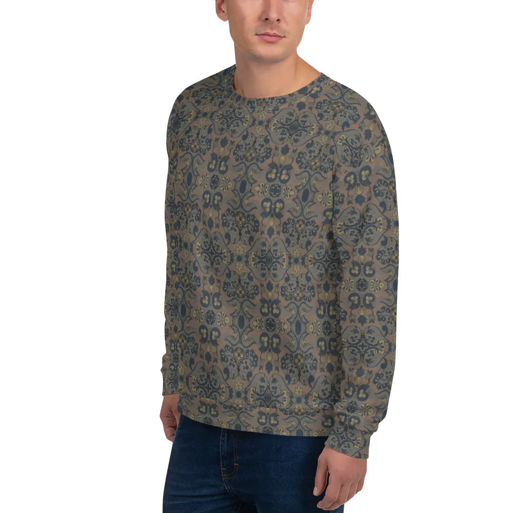 Recycled Unisex Sweatshirt - Not Quite Paisley On Light Brown - Men