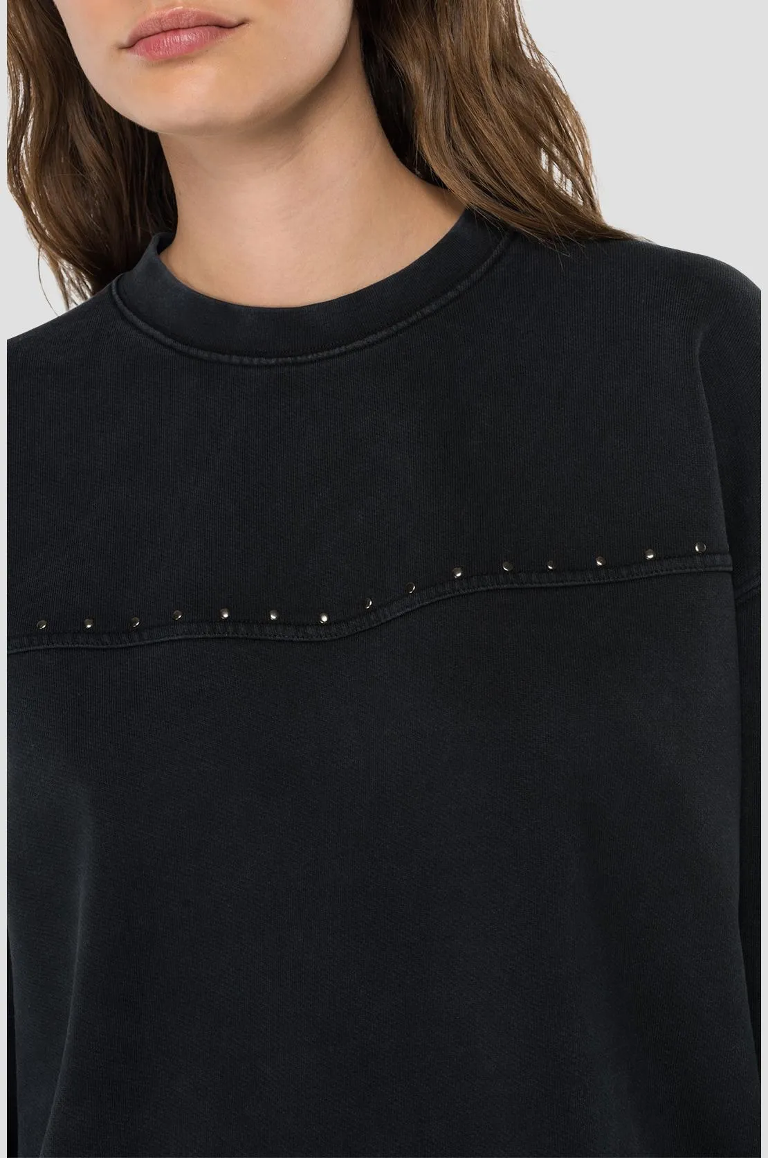 Replay W3580 crewneck sweatshirt with rhinestones