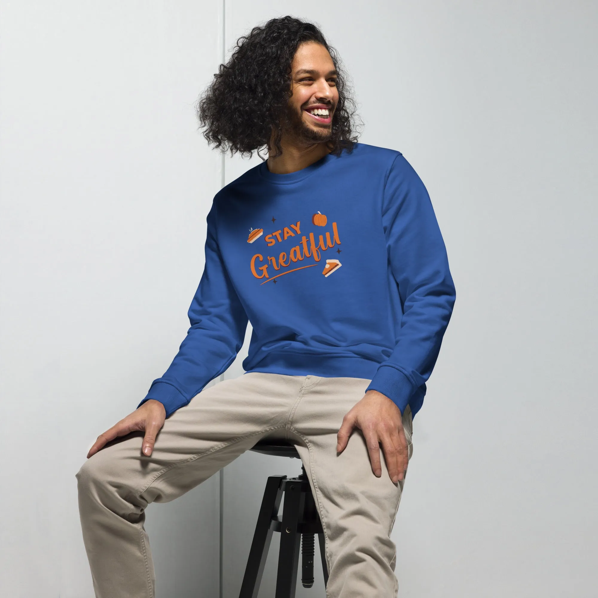 Stay Grateful Graphic Men Organic Sweatshirt