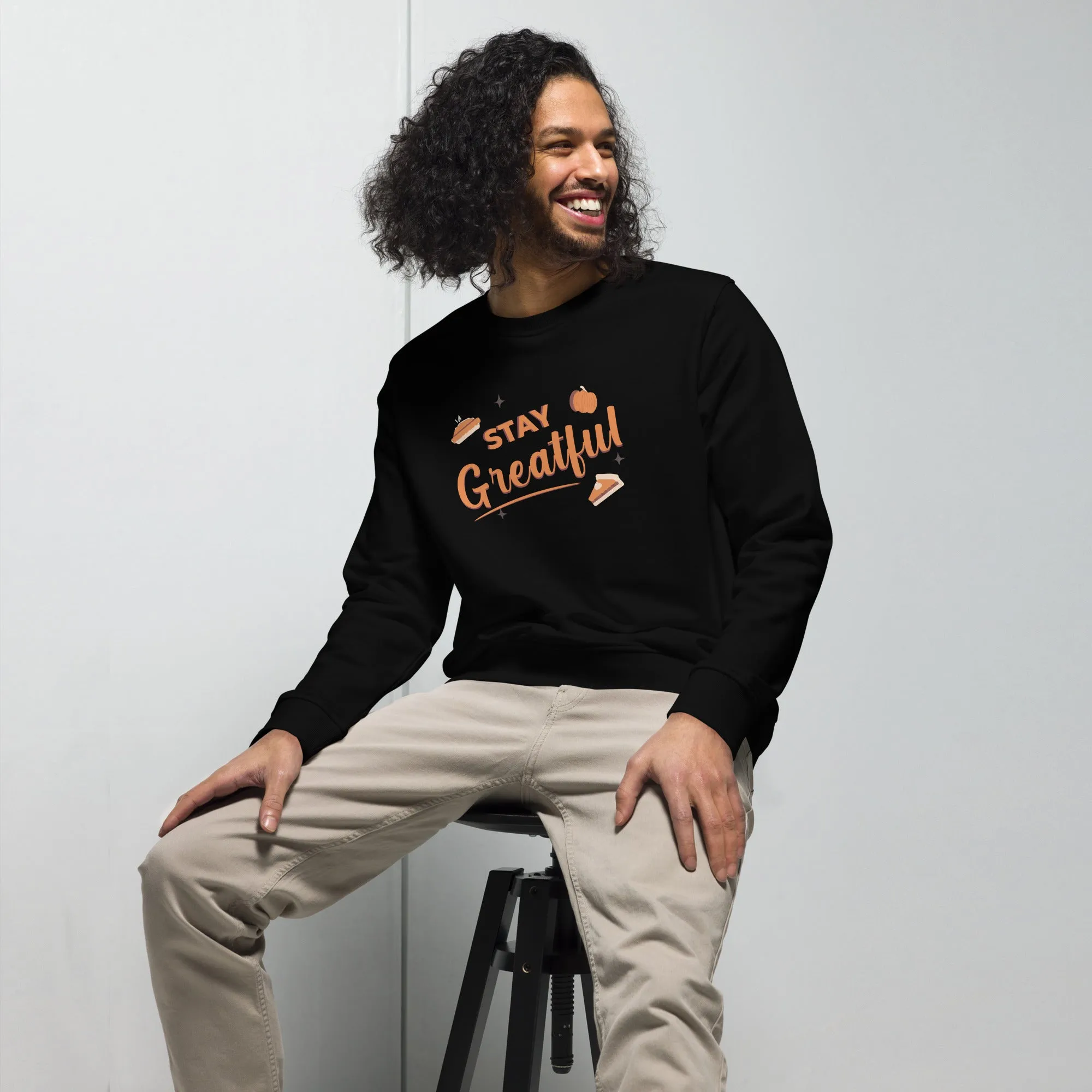 Stay Grateful Graphic Men Organic Sweatshirt