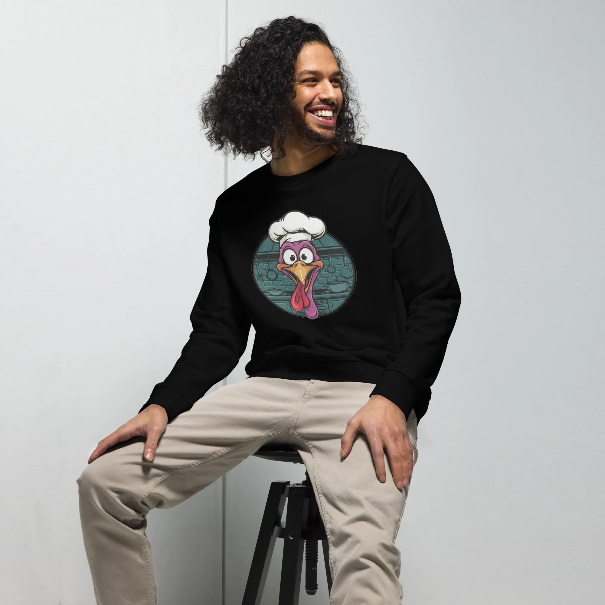 Turkey Head Graphic Men Organic Sweatshirt