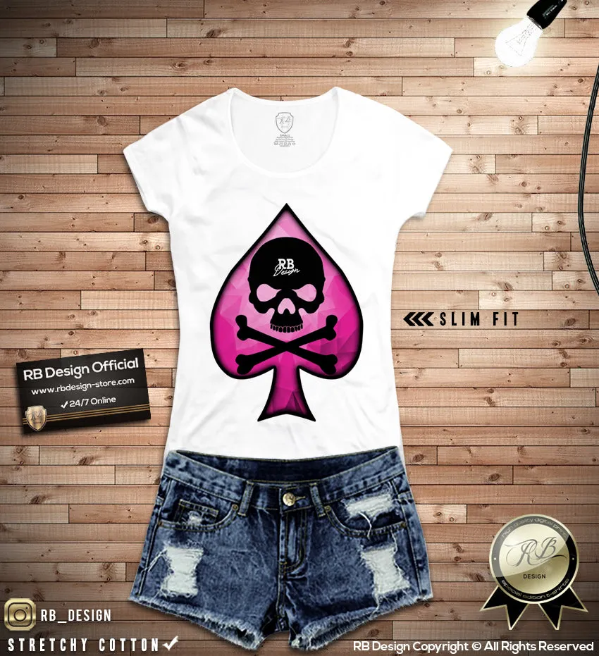 Women's RB Design Skull T-shirt Spades Tank Top WD277